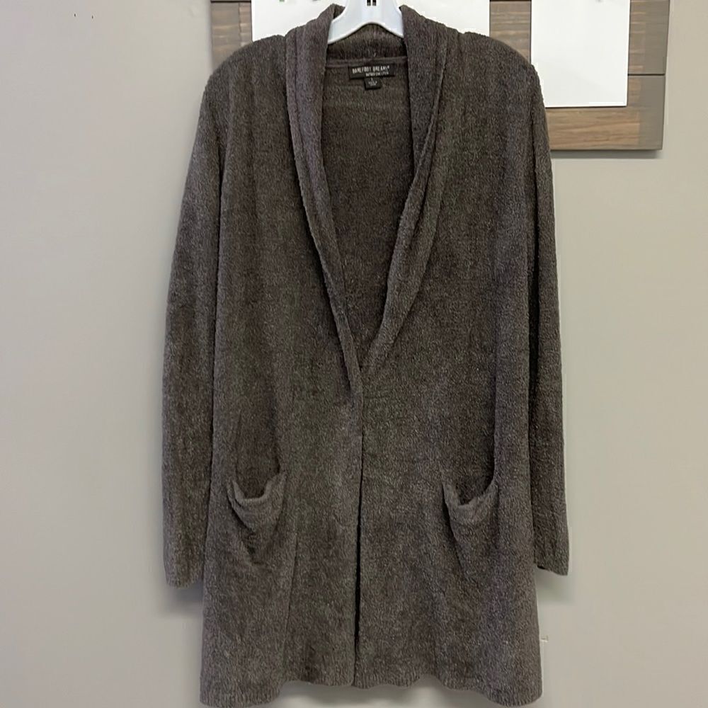 Barefoot Dreams Bamboo Chic Lite Heather Gray Open Cardigan with Pockets- Large